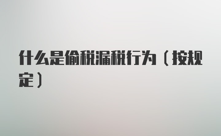 什么是偷税漏税行为（按规定）