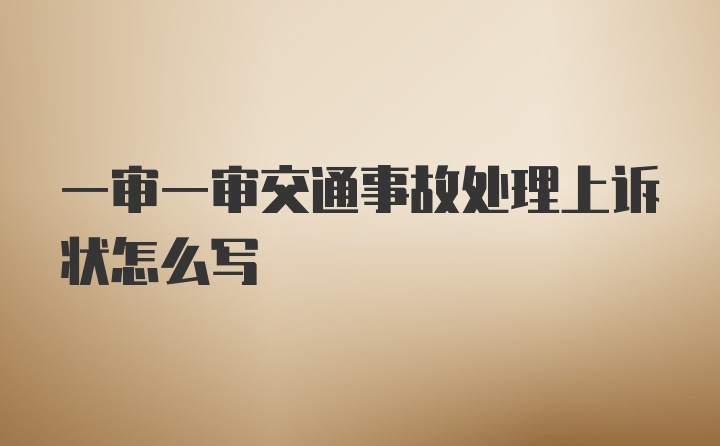 一审一审交通事故处理上诉状怎么写