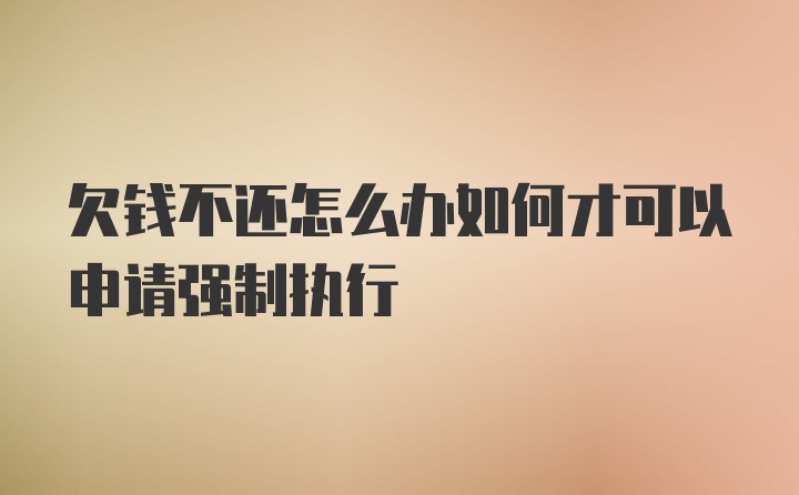 欠钱不还怎么办如何才可以申请强制执行