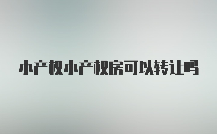 小产权小产权房可以转让吗