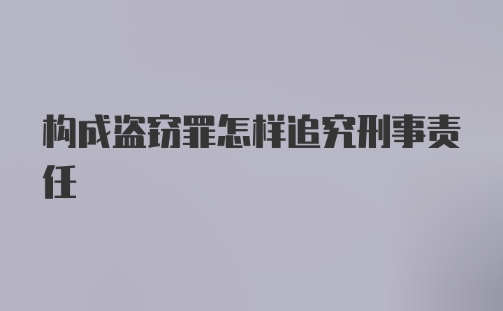 构成盗窃罪怎样追究刑事责任