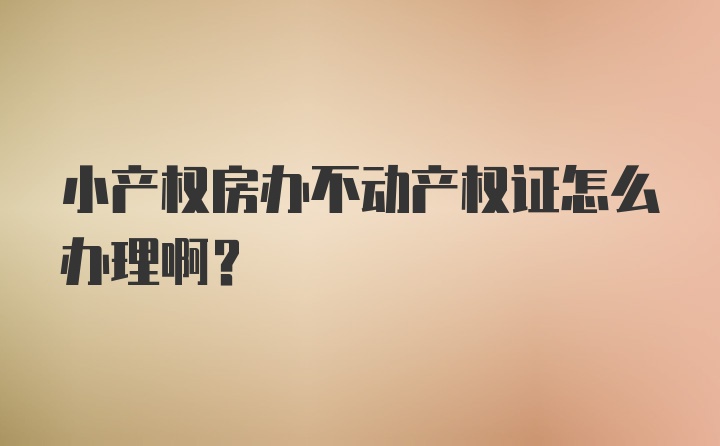 小产权房办不动产权证怎么办理啊？