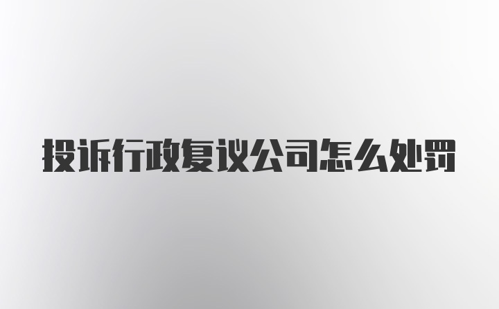 投诉行政复议公司怎么处罚