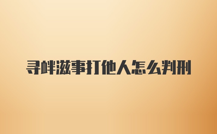 寻衅滋事打他人怎么判刑