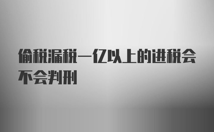 偷税漏税一亿以上的进税会不会判刑