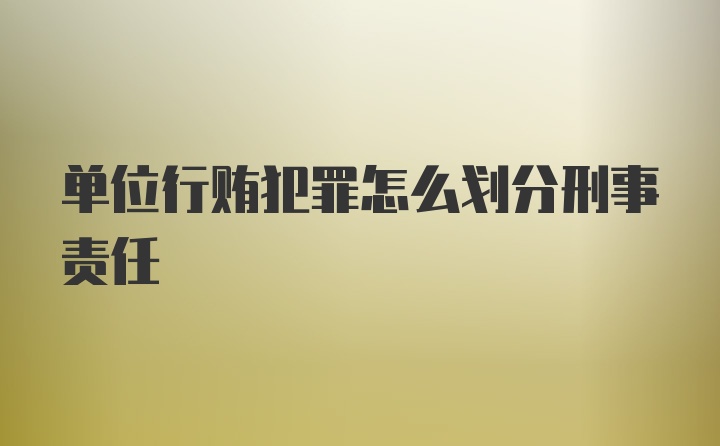 单位行贿犯罪怎么划分刑事责任