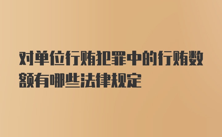 对单位行贿犯罪中的行贿数额有哪些法律规定