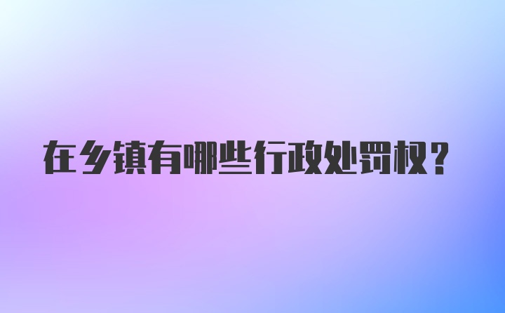 在乡镇有哪些行政处罚权？