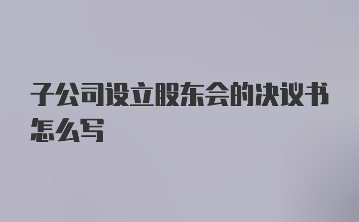 子公司设立股东会的决议书怎么写