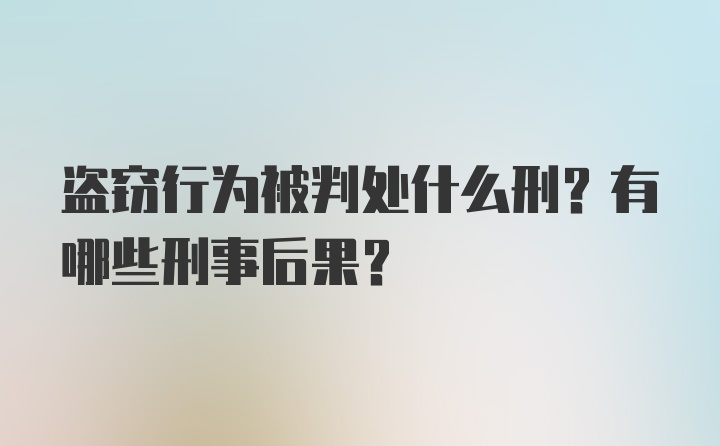 盗窃行为被判处什么刑？有哪些刑事后果？