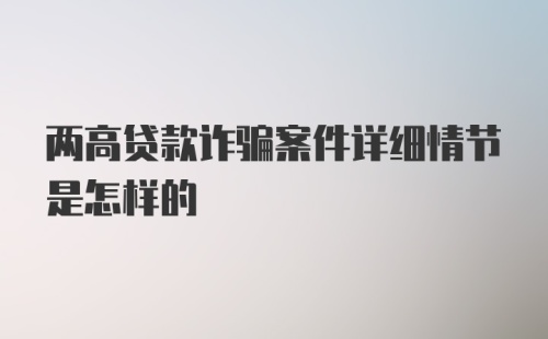 两高贷款诈骗案件详细情节是怎样的