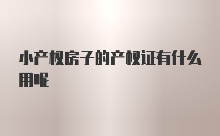 小产权房子的产权证有什么用呢