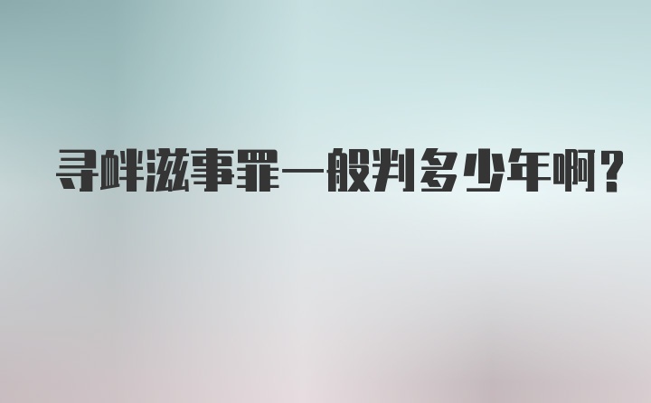 寻衅滋事罪一般判多少年啊？