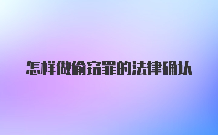 怎样做偷窃罪的法律确认