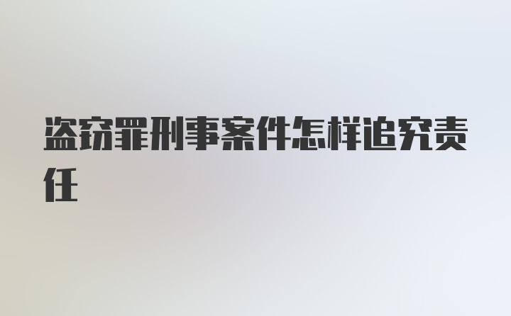 盗窃罪刑事案件怎样追究责任