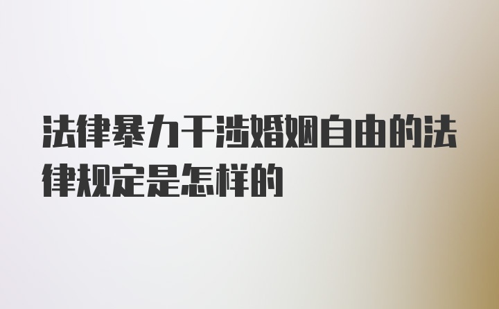 法律暴力干涉婚姻自由的法律规定是怎样的