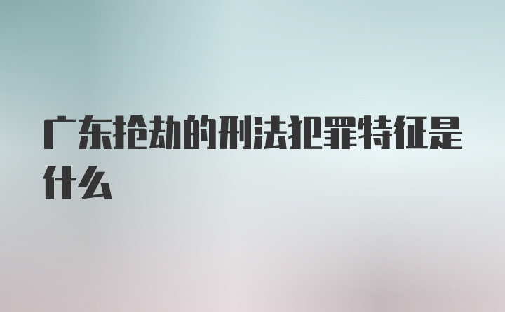 广东抢劫的刑法犯罪特征是什么