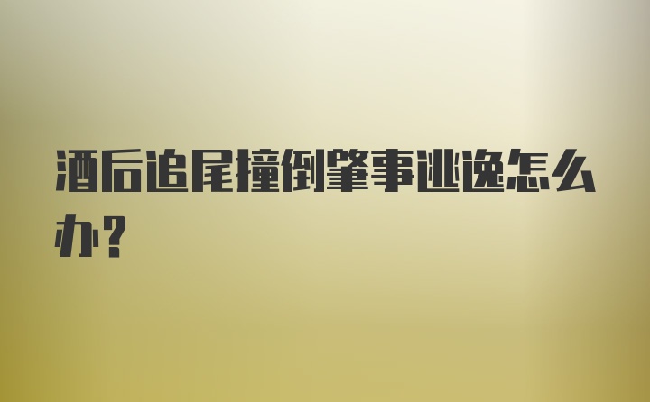 酒后追尾撞倒肇事逃逸怎么办？