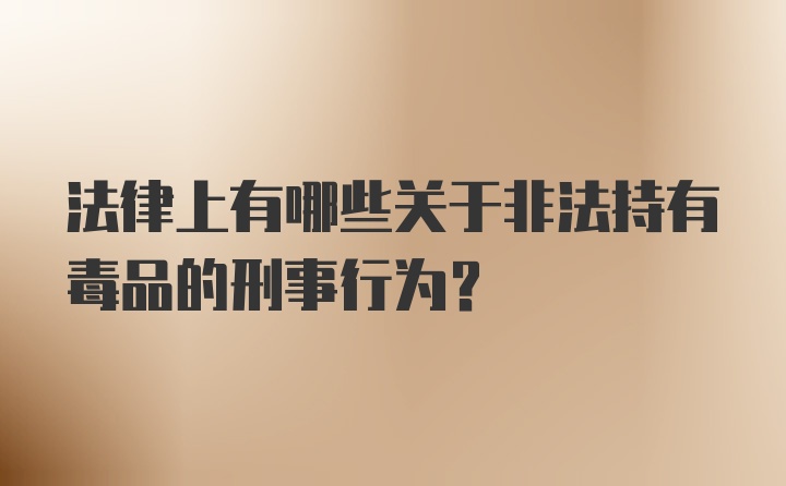 法律上有哪些关于非法持有毒品的刑事行为？