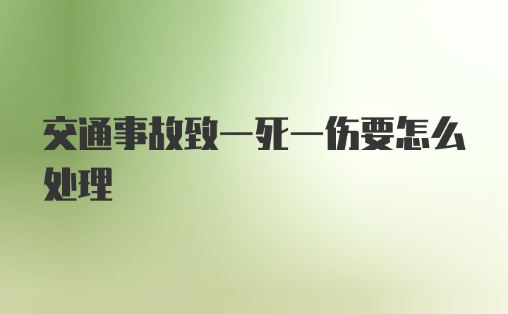 交通事故致一死一伤要怎么处理