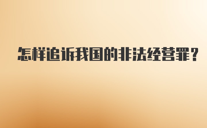 怎样追诉我国的非法经营罪？