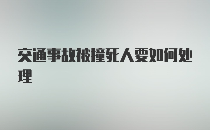 交通事故被撞死人要如何处理