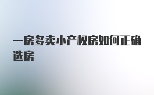 一房多卖小产权房如何正确选房