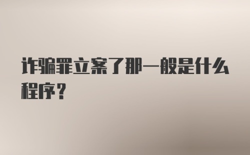 诈骗罪立案了那一般是什么程序？