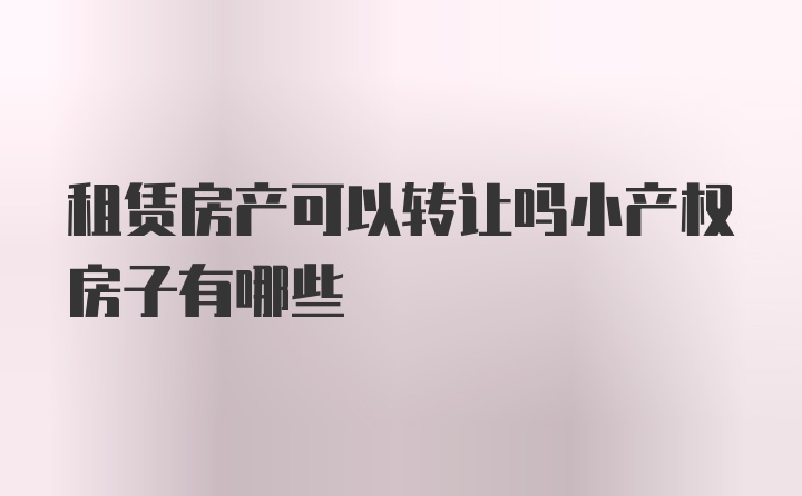 租赁房产可以转让吗小产权房子有哪些