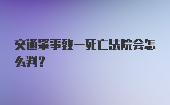 交通肇事致一死亡法院会怎么判？