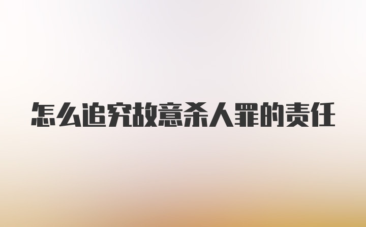 怎么追究故意杀人罪的责任