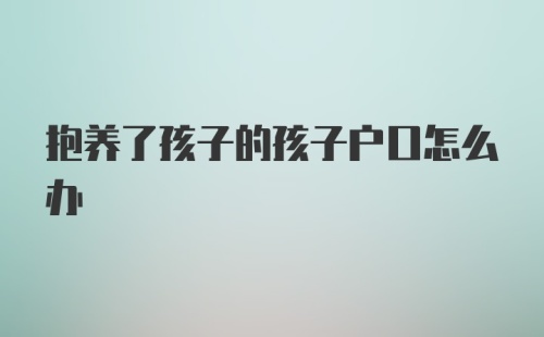 抱养了孩子的孩子户口怎么办