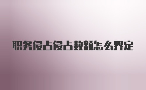 职务侵占侵占数额怎么界定