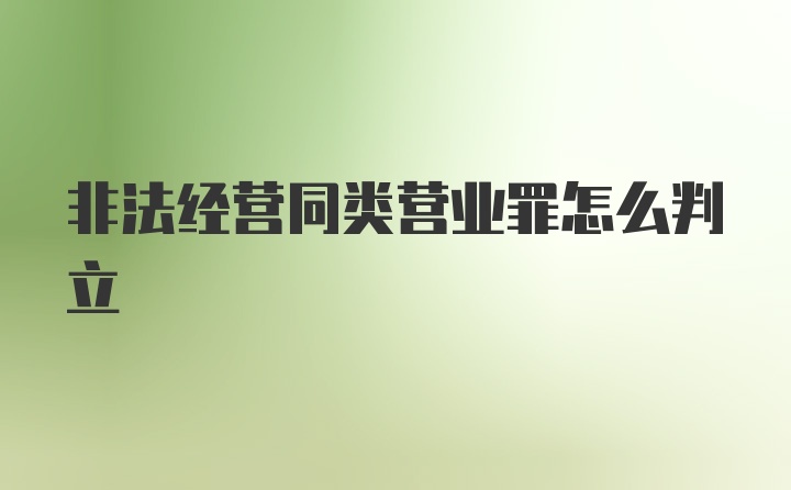 非法经营同类营业罪怎么判立