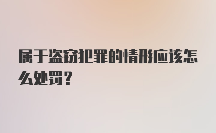 属于盗窃犯罪的情形应该怎么处罚？