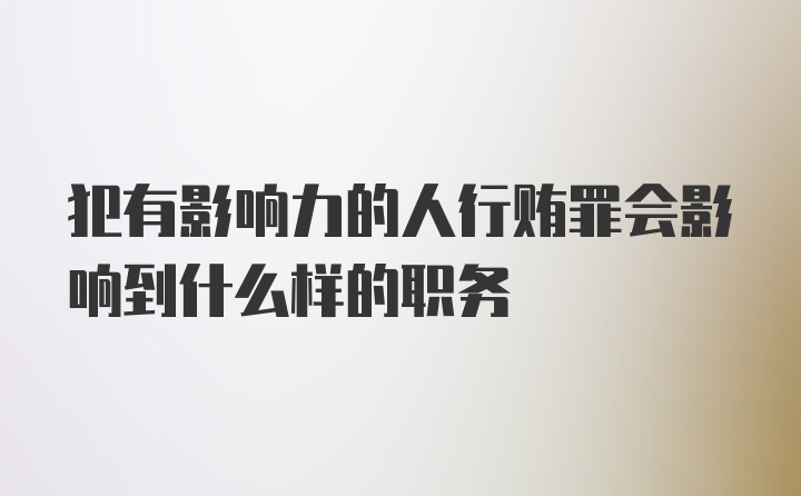 犯有影响力的人行贿罪会影响到什么样的职务