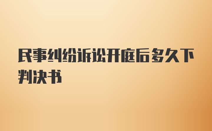 民事纠纷诉讼开庭后多久下判决书