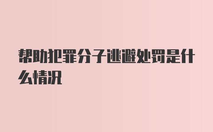 帮助犯罪分子逃避处罚是什么情况