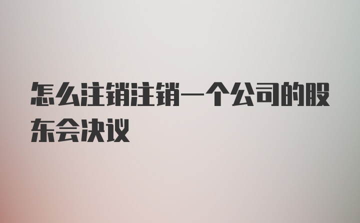 怎么注销注销一个公司的股东会决议