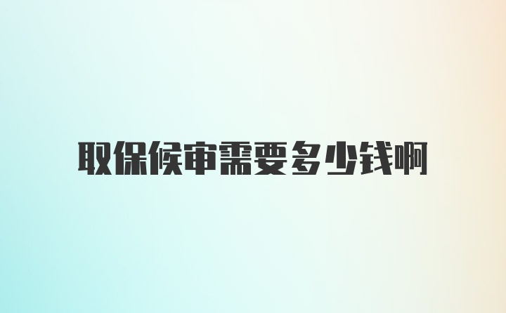 取保候审需要多少钱啊