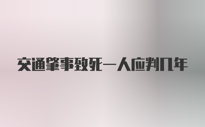 交通肇事致死一人应判几年