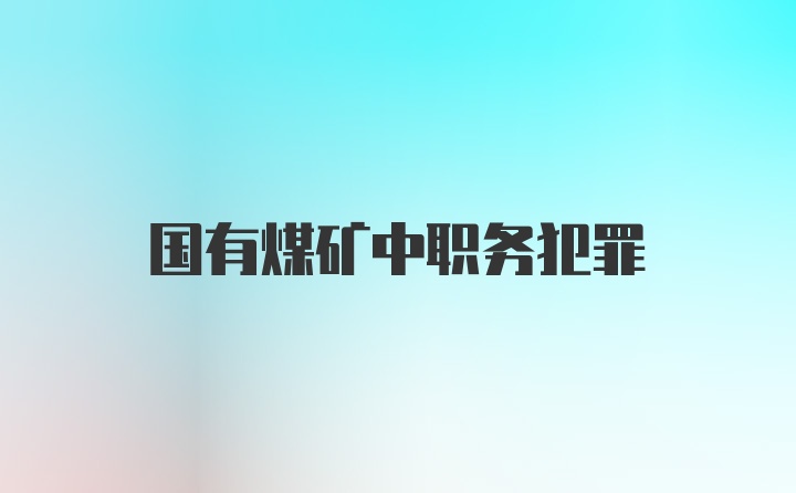 国有煤矿中职务犯罪