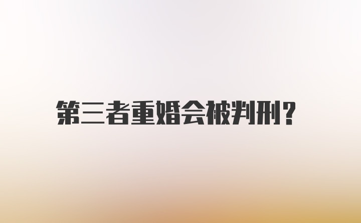 第三者重婚会被判刑？