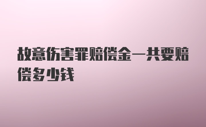 故意伤害罪赔偿金一共要赔偿多少钱