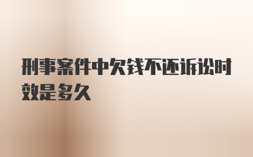 刑事案件中欠钱不还诉讼时效是多久