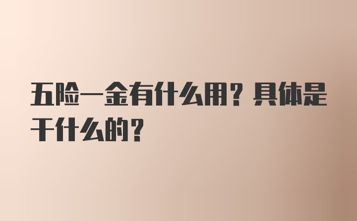 五险一金有什么用？具体是干什么的？