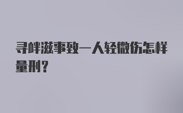 寻衅滋事致一人轻微伤怎样量刑？