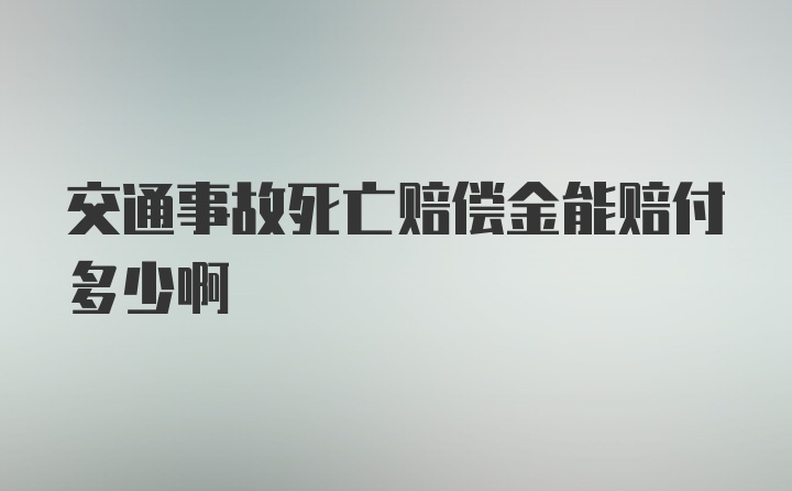 交通事故死亡赔偿金能赔付多少啊