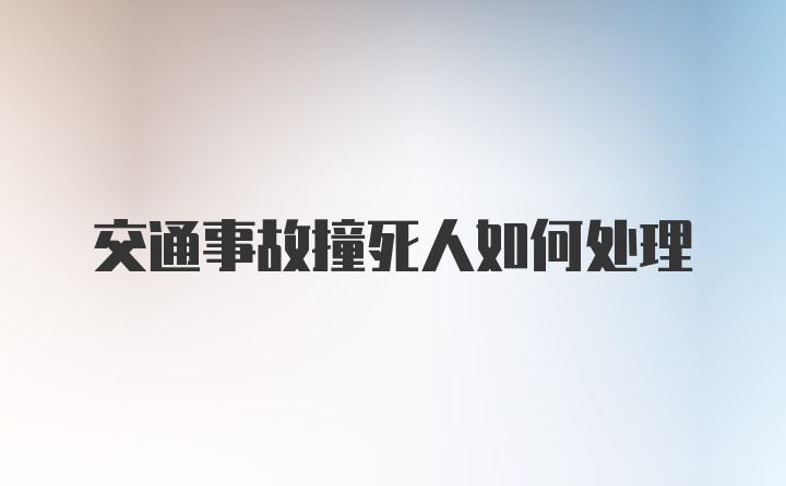 交通事故撞死人如何处理