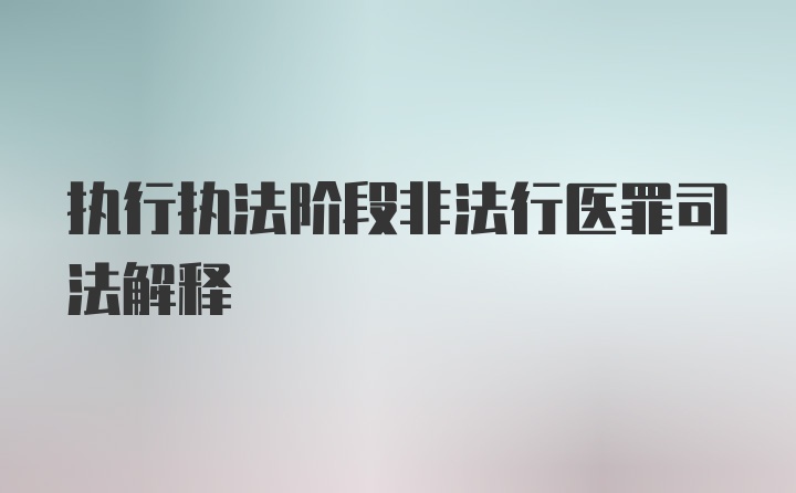 执行执法阶段非法行医罪司法解释